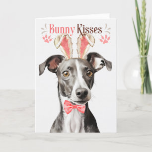 Greyhound Dog in Bunny Ears voor Pasen Feestdagen Kaart