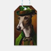Greyhound Dog in St. Patrick's Day Dress Cadeaulabel (Voorkant)