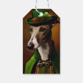 Greyhound Dog in St. Patrick's Day Dress Cadeaulabel (Achterkant)