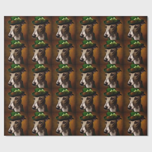 Greyhound Dog in St. Patrick's Day Dress Cadeaupapier (Vlak)