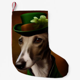 Greyhound Dog in St. Patrick's Day Dress Kleine Kerstsok