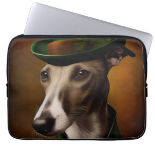 Greyhound Dog in St. Patrick's Day Dress Laptop Sleeve