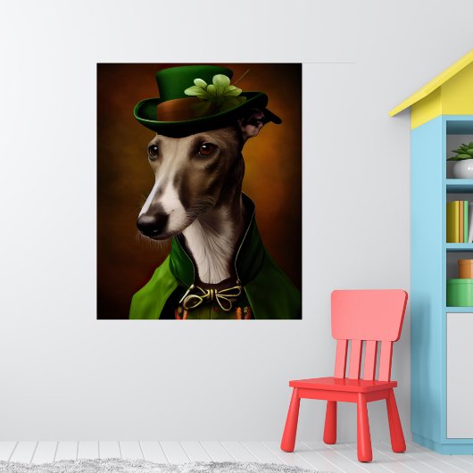 Greyhound Dog in St. Patrick's Day Dress Poster (Kinderkamer 1)