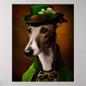 Greyhound Dog in St. Patrick's Day Dress Poster (Voorkant)