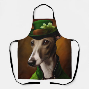 Greyhound Dog in St. Patrick's Day Dress Schort