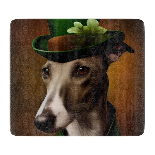 Greyhound Dog in St. Patrick's Day Dress Snijplank (Voorkant)