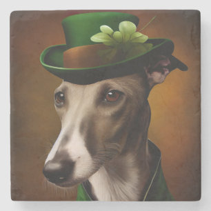 Greyhound Dog in St. Patrick's Day Dress Stenen Onderzetter
