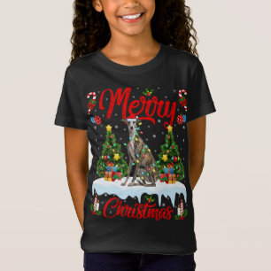 Greyhound Dog Lights - kerstboom - Santa Greyhound T-shirt