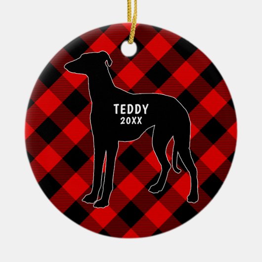 Greyhound Dog Pset met kerstversiering Keramisch Ornament (Voorkant)