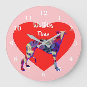 Greyhound Dog Silhouette Valentijn’s Day Heart Pnk Grote Klok