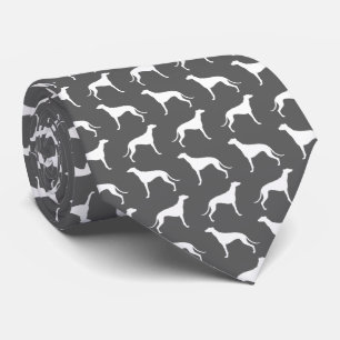 Greyhound Dog Silhouettes Pattern Grey and White Stropdas