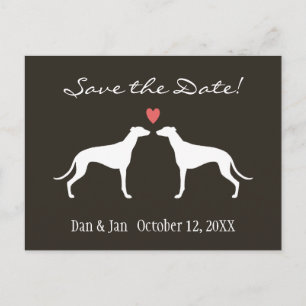 Greyhound Dog Silhouettes Wedding Save the Date Aankondigingskaart