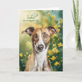 Greyhound Dog Tiny Yellow Flowers Get Well Kaart (Voorkant)