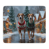 Greyhound Dogs Christmas Snow Holiday Snijplank (Voorkant)