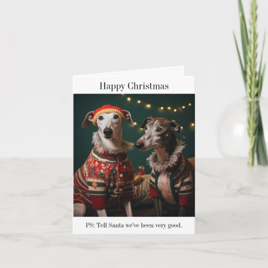 Greyhound Dogs Kerst Kaart (Voorkant)