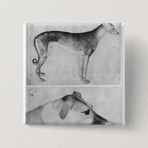 Greyhound en hoofd van een windhond vierkante button 5,1 cm