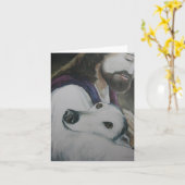 Greyhound en Jesus Original Dog Art Note Kaart (Gele Bloem)