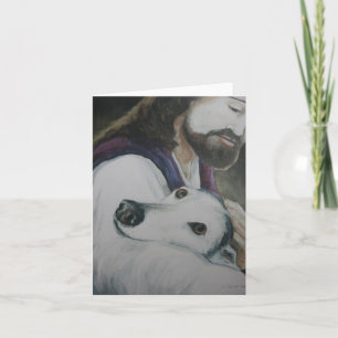 Greyhound en Jesus Original Dog Art Note Kaart