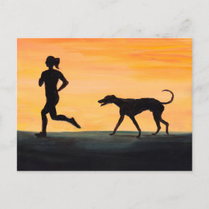 Greyhound en Jogger Dog Art Briefkaart