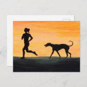 Greyhound en Jogger Dog Art Briefkaart (Voorkant / Achterkant)