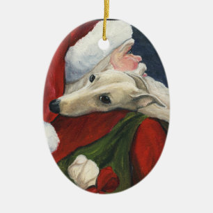 Greyhound en Santa Dog Art Ornament