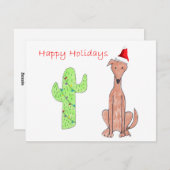 Greyhound Fawn Cactus Kerstmis Feestdagenkaart (Voorkant / Achterkant)
