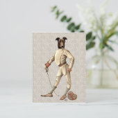 Greyhound Fencer in Cream Full 2 Briefkaart (Staand voorkant)