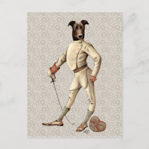 Greyhound Fencer in Cream Full 2 Briefkaart
