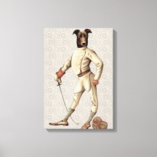 Greyhound Fencer in Cream Full Canvas Afdruk (Voorkant)