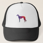Greyhound Geometric Pattern Silhouette Paars Trucker Pet (Voorkant)