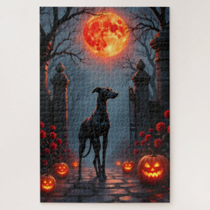 Greyhound Gotische Maanlicht Halloween Kunst Legpuzzel