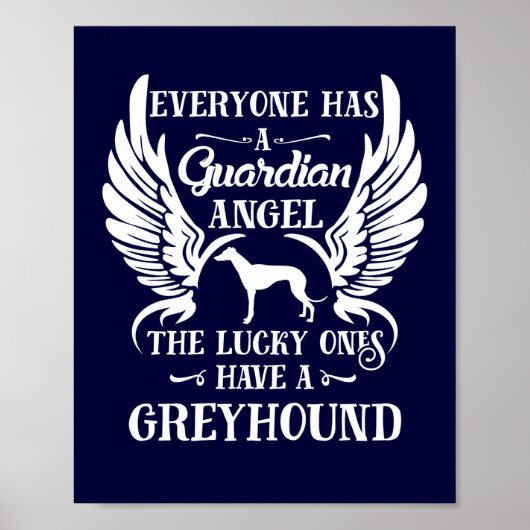 Greyhound guardian angel-typografie poster (Voorkant)