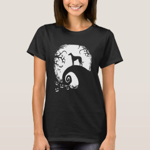 Greyhound Halloween onder het maanlicht griezelige T-shirt