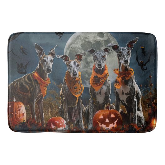 Greyhound Halloween Spooky Badmat (Voorkant)