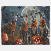Greyhound Halloween Spooky Fleece Deken (Voorkant (Horizontaal))