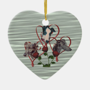 Greyhound Hearts Rozen Trio Dog Ornament