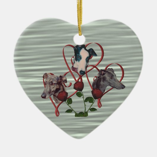 Greyhound Hearts Rozen Trio Dog Ornament (Voorkant)