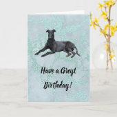Greyhound heeft een Greyt Birthday Card Kaart (Gele Bloem)