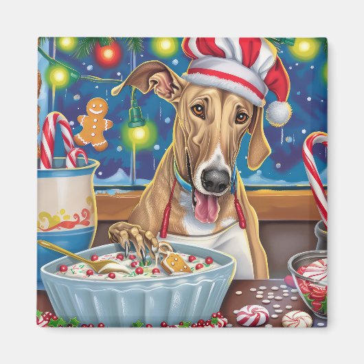 Greyhound Holiday Baking: Feestelijke Kerst Magneet (Voorkant)