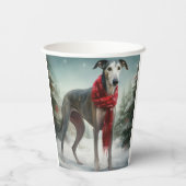 Greyhound Hond in Sneeuw Kerstmis Papieren Bekers (Achterkant)