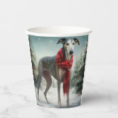 Greyhound Hond in Sneeuw Kerstmis Papieren Bekers (Voorkant)