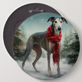 Greyhound Hond in Sneeuw Kerstmis Ronde Button 6,0 Cm (Voorkant /achterkant)
