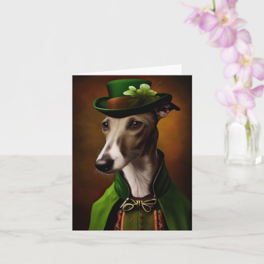 Greyhound-hond in St. Patrick's Day-jurk Kaart (Orchidee)