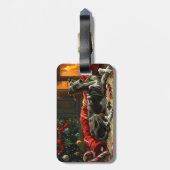 Greyhound Hond Kerstfeest Bagagelabel (Achterkant verticaal)