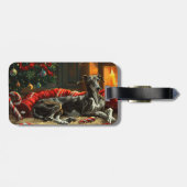 Greyhound Hond Kerstfeest Bagagelabel (Achterkant horizontaal)