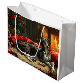 Greyhound Hond Kerstfeest Groot Cadeauzakje (Voorkant Gekanteld)