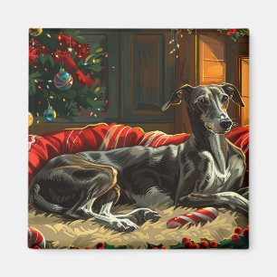 Greyhound Hond Kerstfeest Magneet