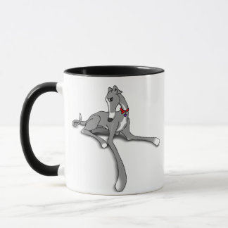Greyhound Hond met Pewter en Witte Tuxedo Mok