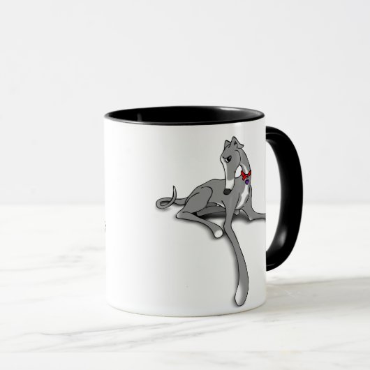 Greyhound Hond met Pewter en Witte Tuxedo Mok (Voorkant rechts)