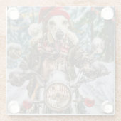 Greyhound Hond Rijden Motorfiets Kerstmis Glazen Onderzetter (Achterkant)